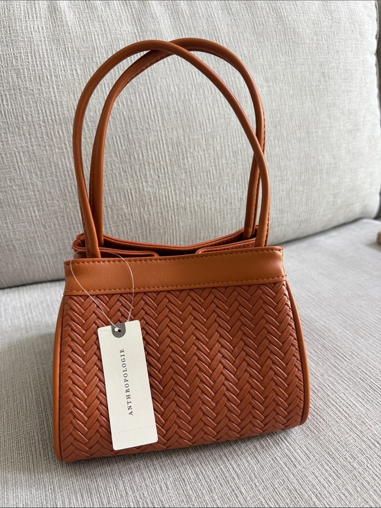 Anthropologie Handbags - Anthropologie Woven Mini Handbag in Cognac NWT